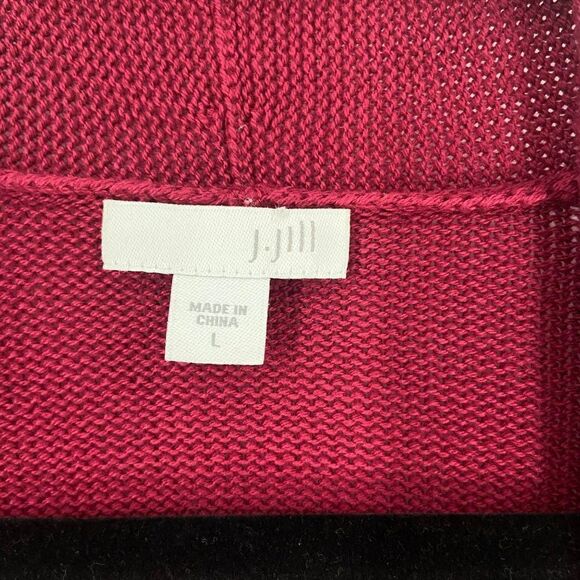 J Jill Side Zip Open Front Cardigan Burgundy Large - Picture 2 of 10